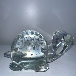 Vintage Murano Glass Turtle Suspended Controlled Bubbles Paperweight Art Glass‎